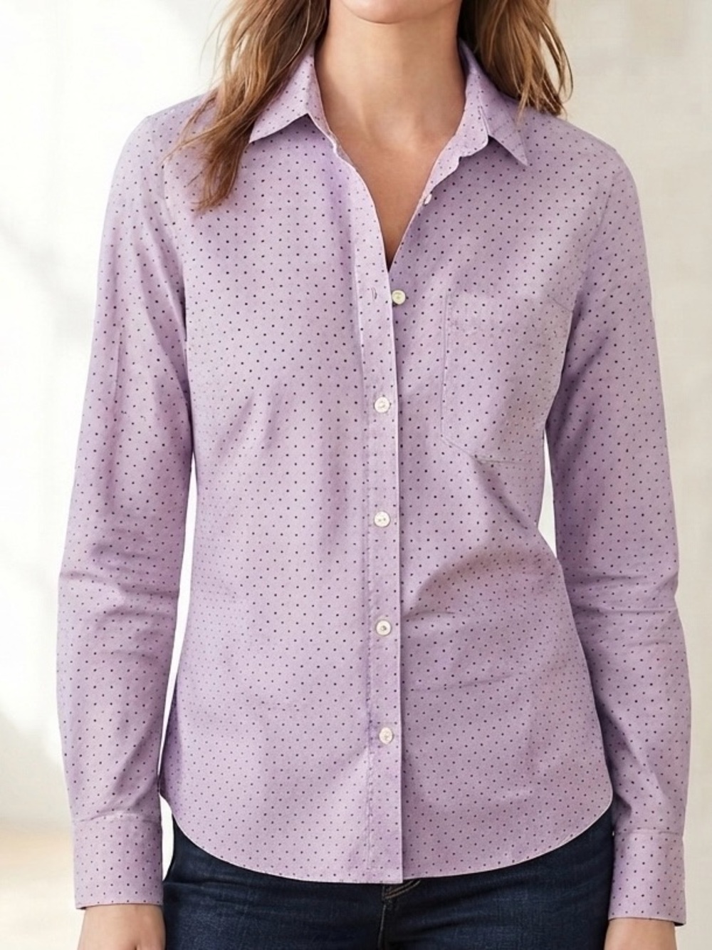 J.Crew Women’s Lilac Polka Dot Button-Down Shirt | 100% Cotton | Small